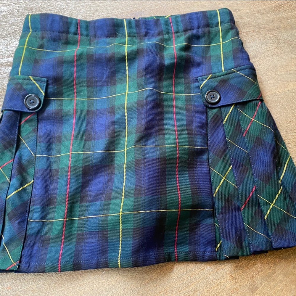 Lands’ End Uniform Girls Side Pleat Plaid Skort 10